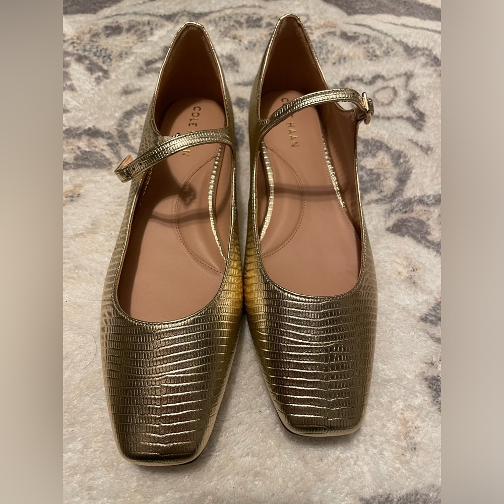 Cole haan Mary Jane gold flats